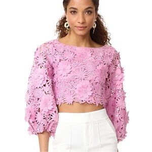 Milly Lavender Floral Lace Crop Top